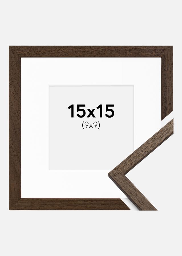 Ramme Edsbyn Valnød 15x15 cm - Passepartout Hvid 10x10 cm