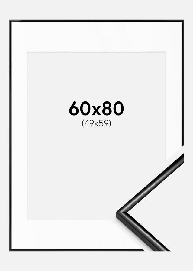 Ramme Scandi Sort 60x80 cm - Passepartout Hvid 50x60 cm