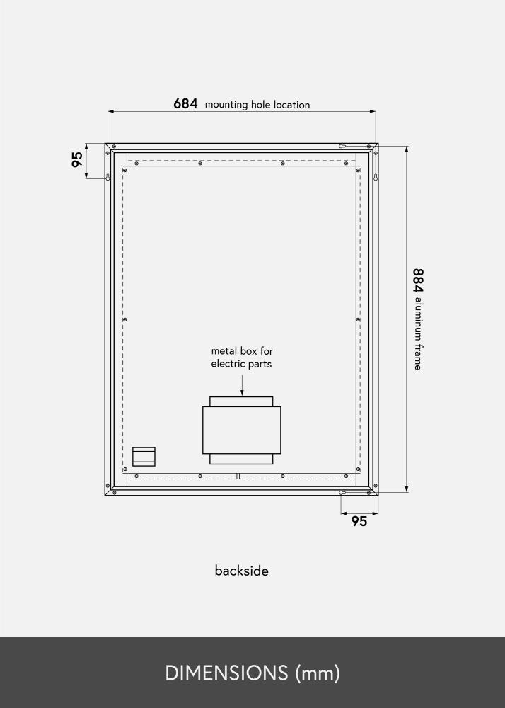 KAILA Spejl Corners LED 70x90 cm
