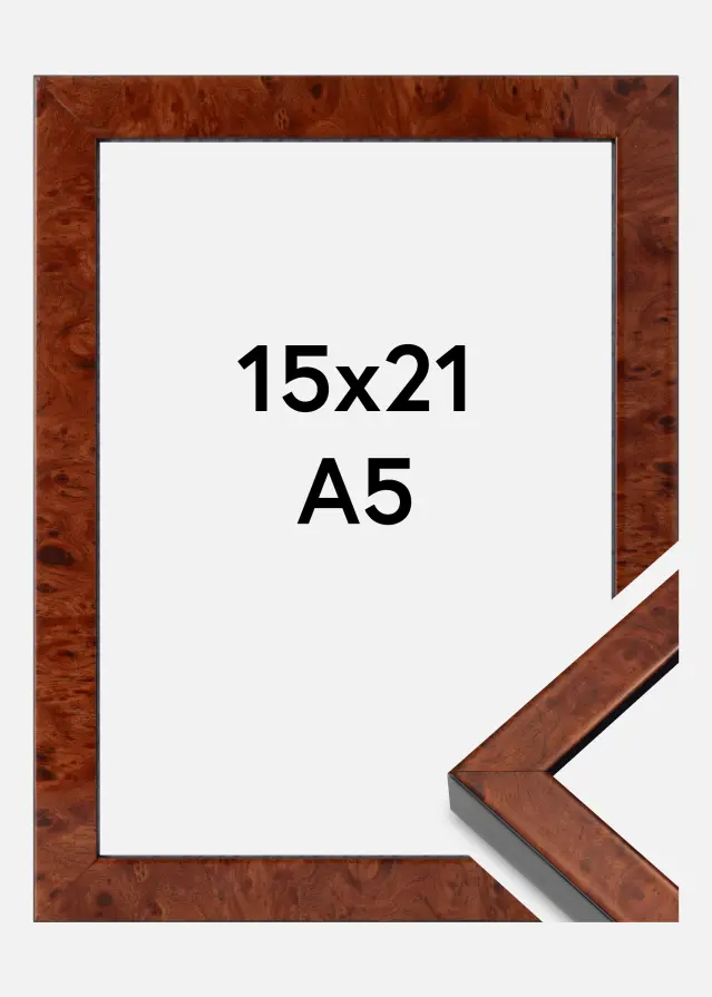 Ramme Hermes Akrylglas Burr Walnut 15x21 cm (A5)