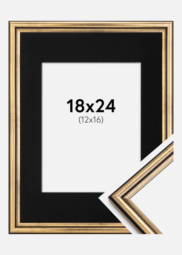 Ramme Horndal Guld 18x24 cm - Passepartout Sort 13x17 cm