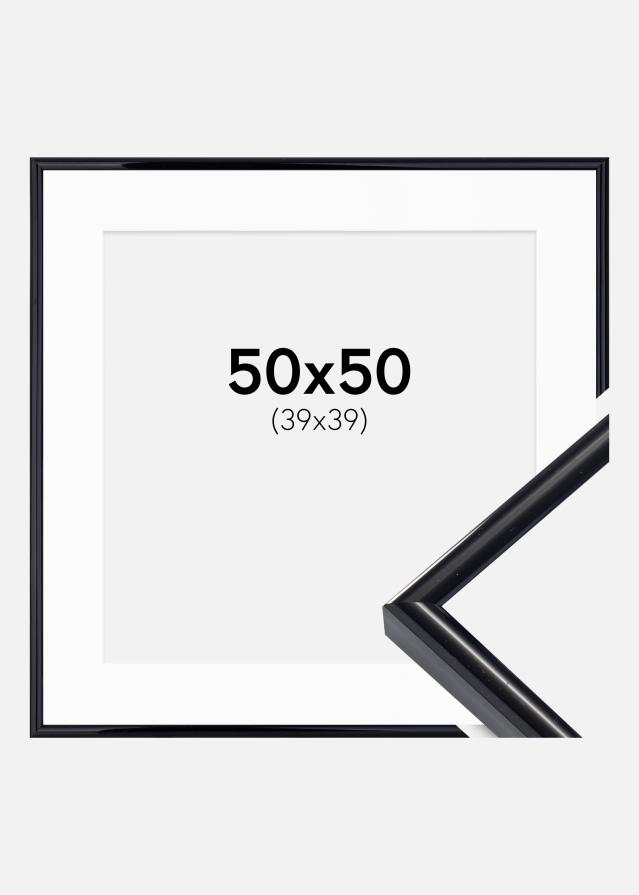 Ramme Victoria Sort 50x50 cm - Passepartout Hvid 40x40 cm