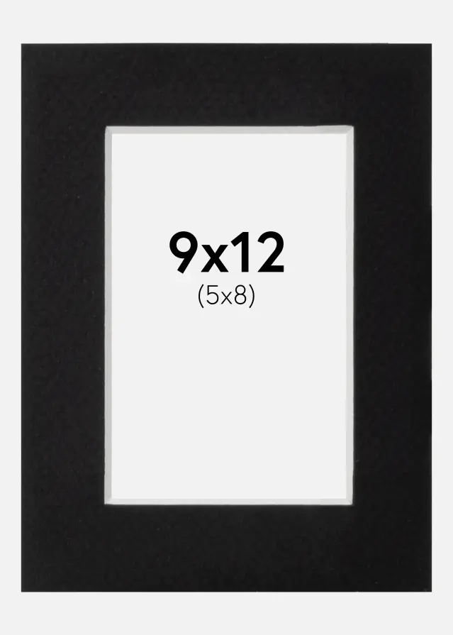 Passepartout Sort Standard (Hvid Kerne) 9x12 cm (5x8)