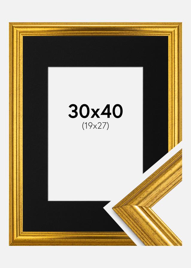 Ramme Västkusten Guld 30x40 cm - Passepartout Sort 20x28 cm