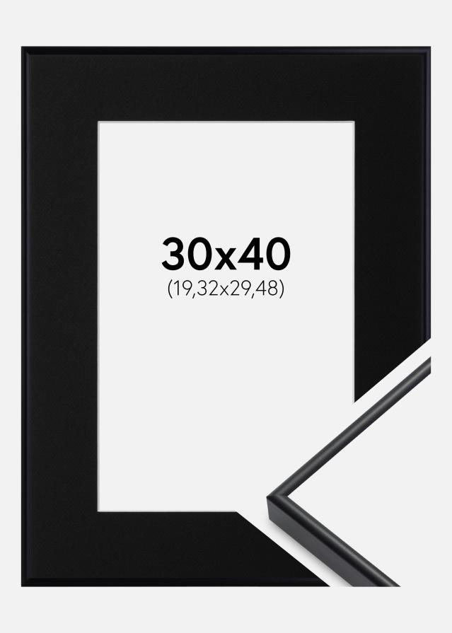 Ramme Visby Hvid 30x40 cm - Passepartout Sort 8x12 inches