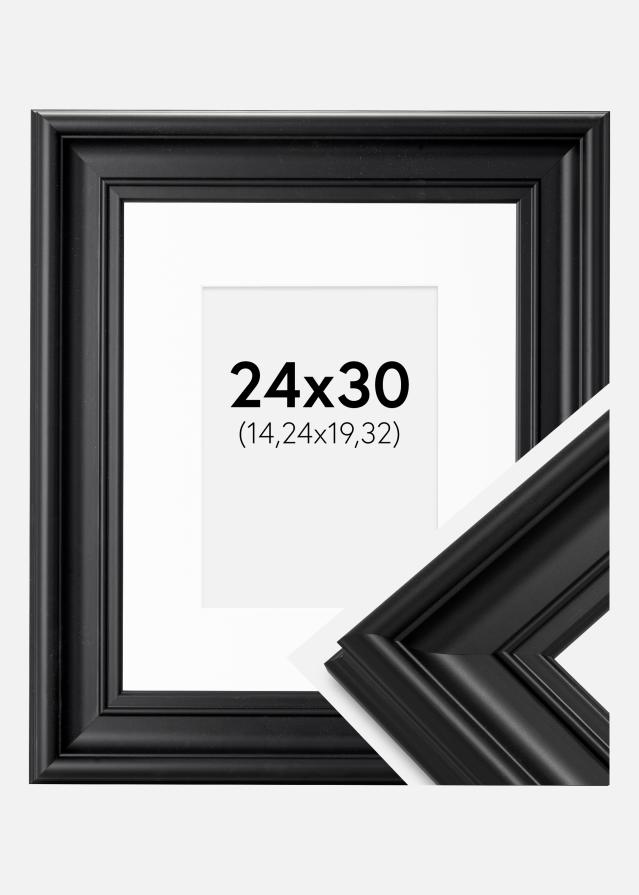 Ramme Mora Premium Sort 24x30 cm - Passepartout Hvid 6x8 inches