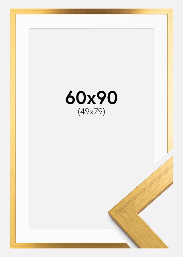Ramme Gold Wood 60x90 cm - Passepartout Hvid 50x80 cm