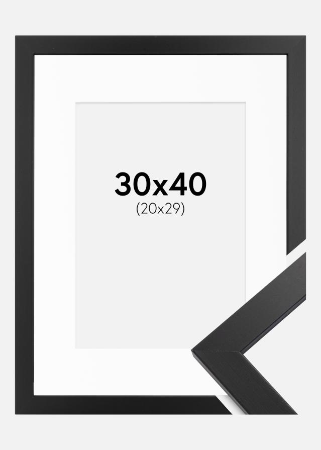 Ramme Black Wood 30x40 cm - Passepartout Hvid 21x30 cm