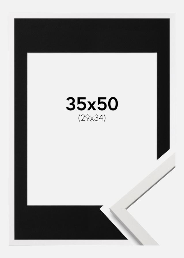 Ramme Edsbyn Hvid 35x50 cm - Passepartout Sort 30x35 cm