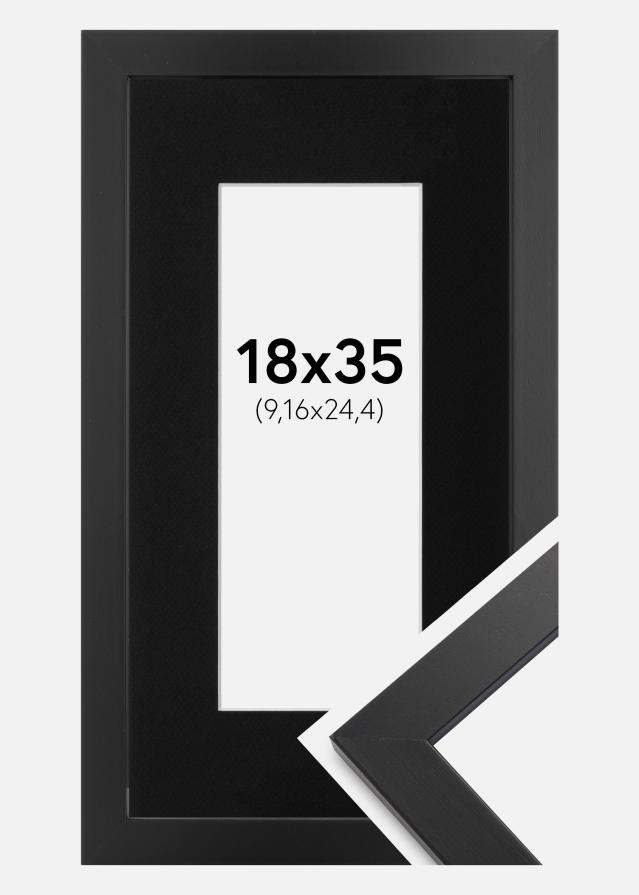 Ramme Black Wood 18x35 cm - Passepartout Sort 4x10 inches