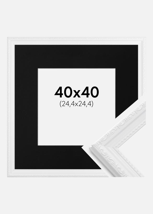 Ramme Abisko Hvid 40x40 cm - Passepartout Sort 10x10 inches