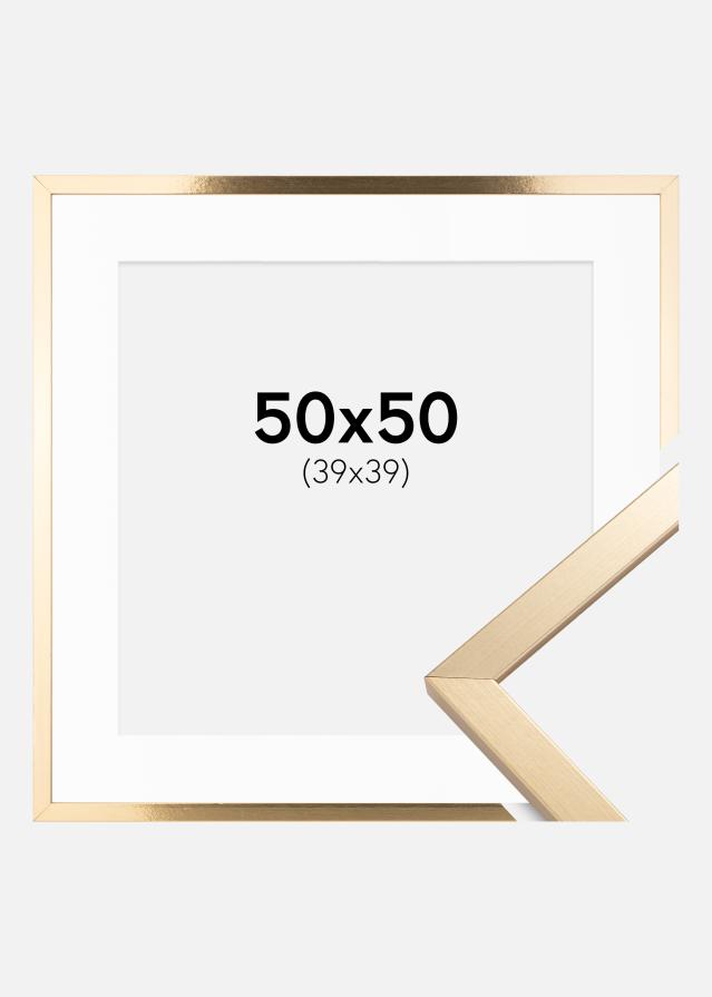 Ramme Trendy Guld 50x50 cm - Passepartout Hvid 40x40 cm