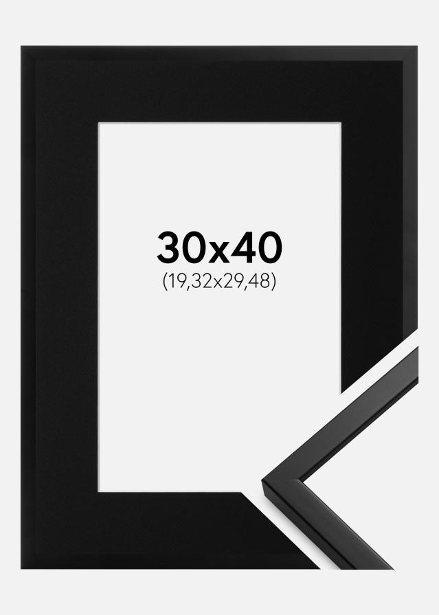 Ramme Oslo Sort 30x40 cm - Passepartout Sort 8x12 inches