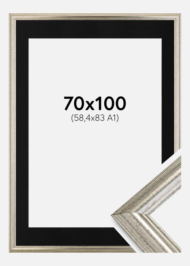 Ramme Västkusten Sølv 70x100 cm - Passepartout Sort 59,4x84 cm (A1)