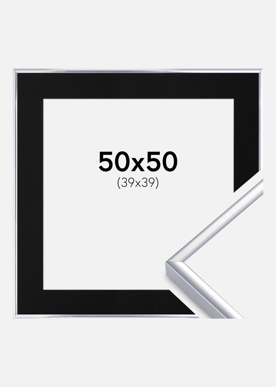 Product Image for Ramme Aluminium Blank Sølv 50x50 cm - Passepartout Sort 40x40 cm