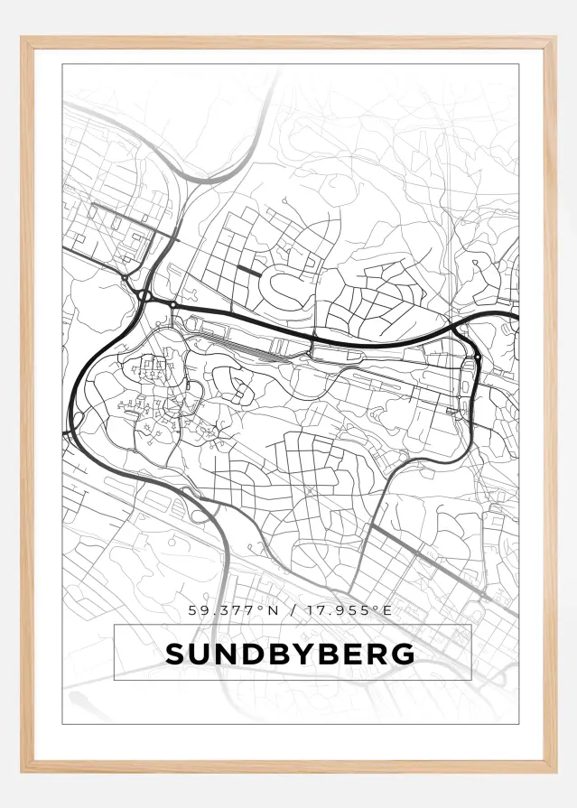 Kort - Sundbyberg - Hvid Plakat