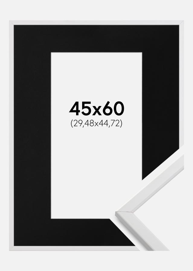 Ramme Galant Hvid 45x60 cm - Passepartout Sort 12x18 inches
