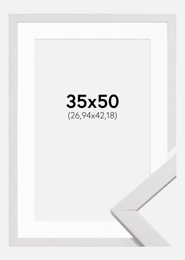 Ramme Stilren Hvid 35x50 cm - Passepartout Hvid 11x17 inches