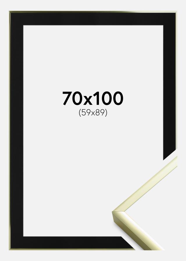 Ramme Poster Frame Aluminum Gold 70x100 cm - Passepartout Sort 60x90 cm