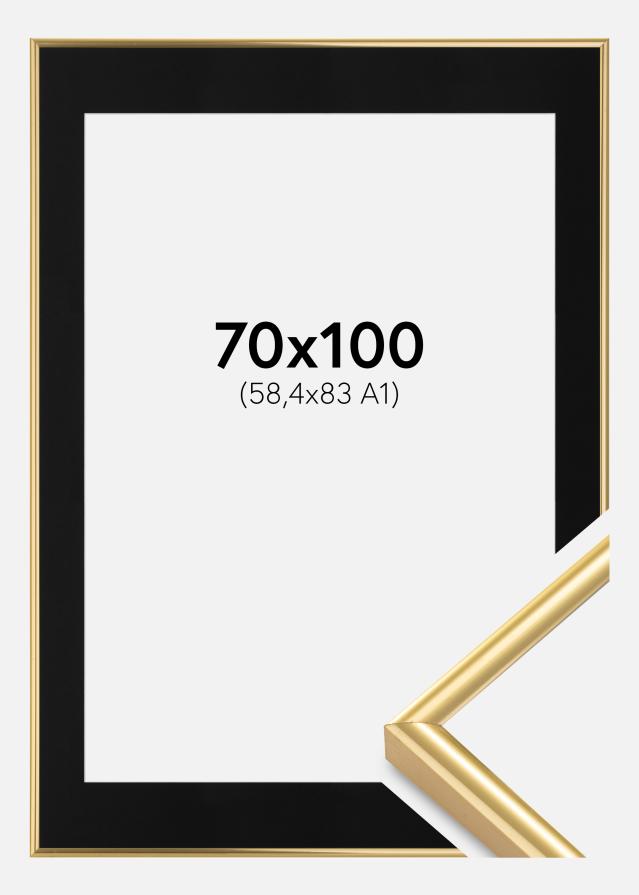 Ramme Victoria Guld 70x100 cm - Passepartout Sort 59,4x84 cm (A1)
