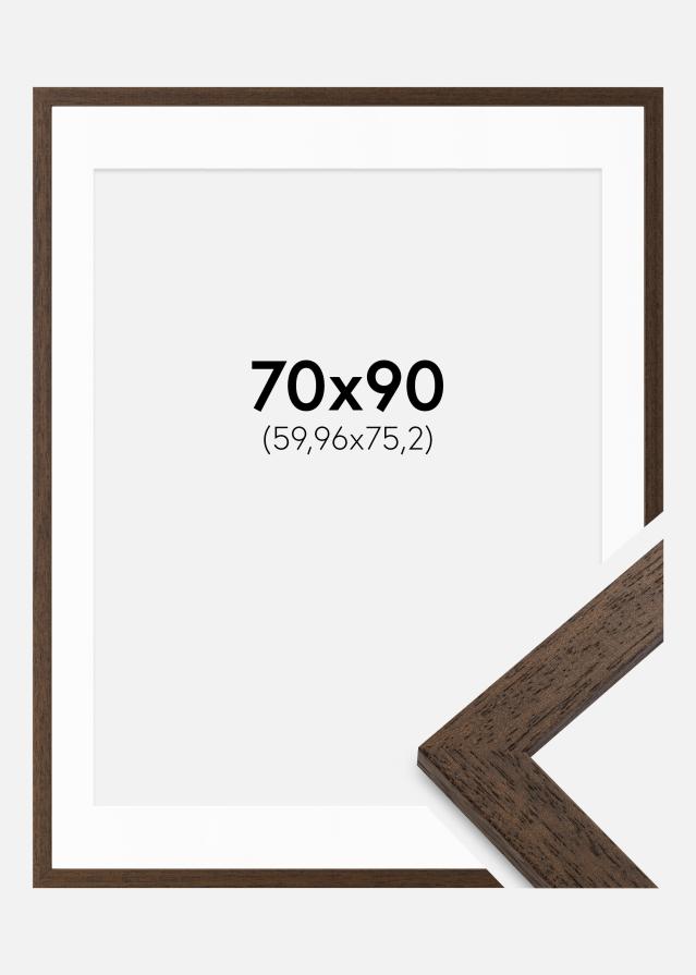 Ramme Brown Wood 70x90 cm - Passepartout Hvid 24x30 inches