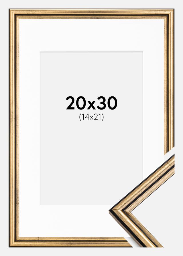 Ramme Horndal Guld 20x30 cm - Passepartout Hvid 15x22 cm