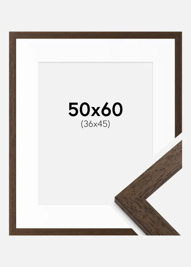 Ramme Brown Wood 50x60 cm - Passepartout Hvid 37x46 cm