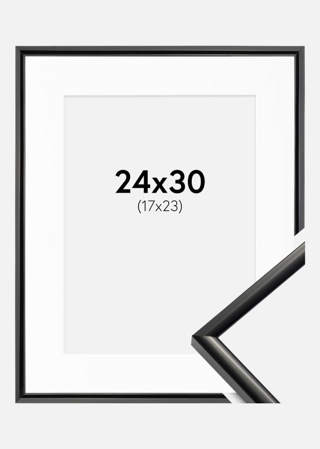 Ramme New Lifestyle Sort 24x30 cm - Passepartout Hvid 18x24 cm