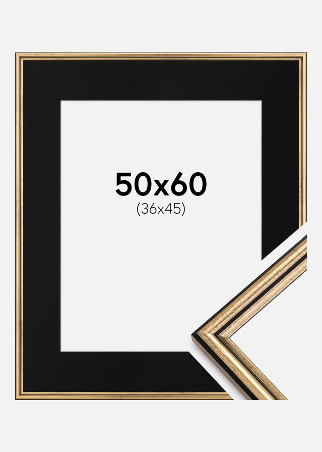 Ramme Horndal Guld 50x60 cm - Passepartout Sort 37x46 cm