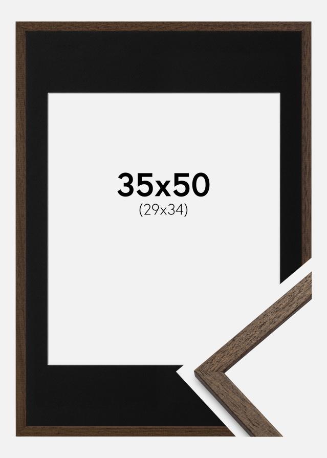 Ramme Edsbyn Valnød 35x50 cm - Passepartout Sort 30x35 cm