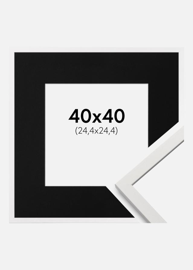 Ramme Edsbyn Hvid 40x40 cm - Passepartout Sort 10x10 inches (25,4x25,4 cm)