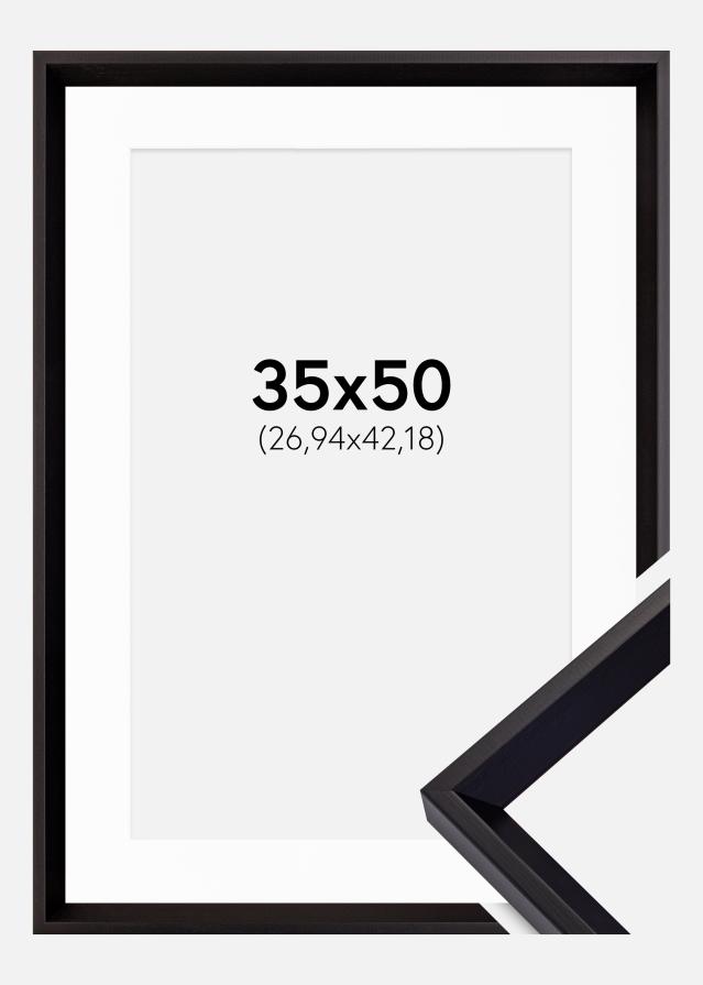 Ramme Globe Sort 35x50 cm - Passepartout Hvid 11x17 inches