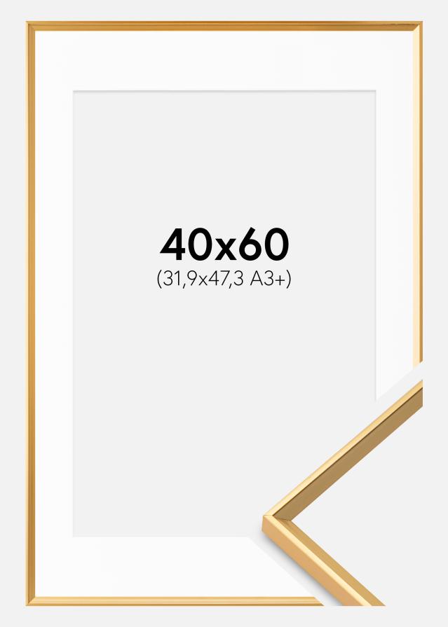 Ramme Desire Guld 40x60 cm - Passepartout Hvid 32,9x48,3 cm (A3+)