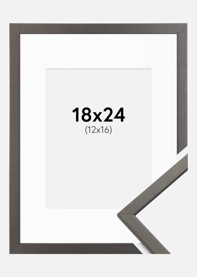 Ramme Edsbyn Grafit 18x24 cm - Passepartout Hvid 13x17 cm