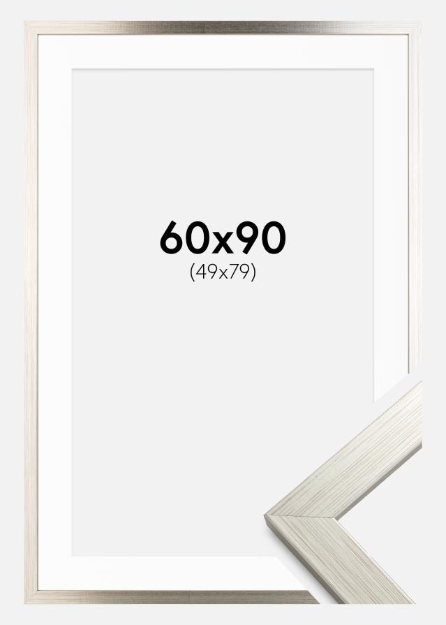 Ramme Silver Wood 60x90 cm - Passepartout Hvid 50x80 cm