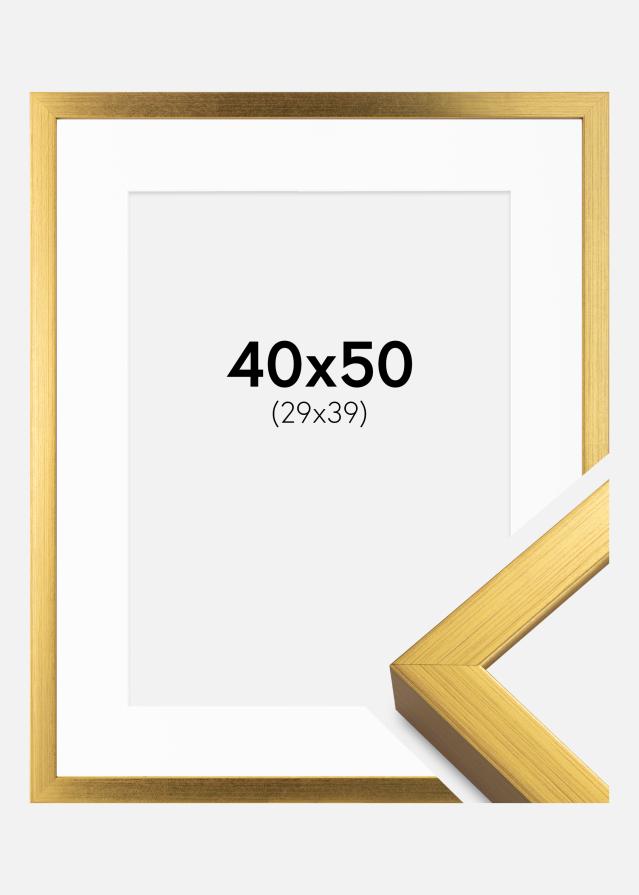 Ramme Falun Guld 40x50 cm - Passepartout Hvid 30x40 cm