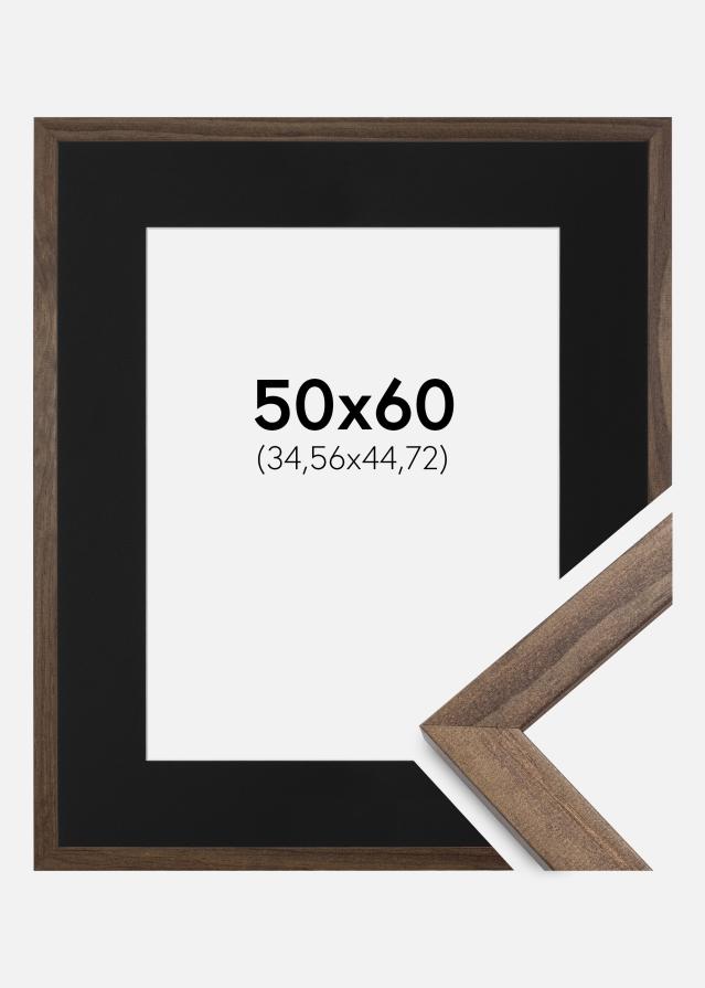 Ramme Stilren Valnød 50x60 cm - Passepartout Sort 14x18 inches (35,56x45,72 cm)