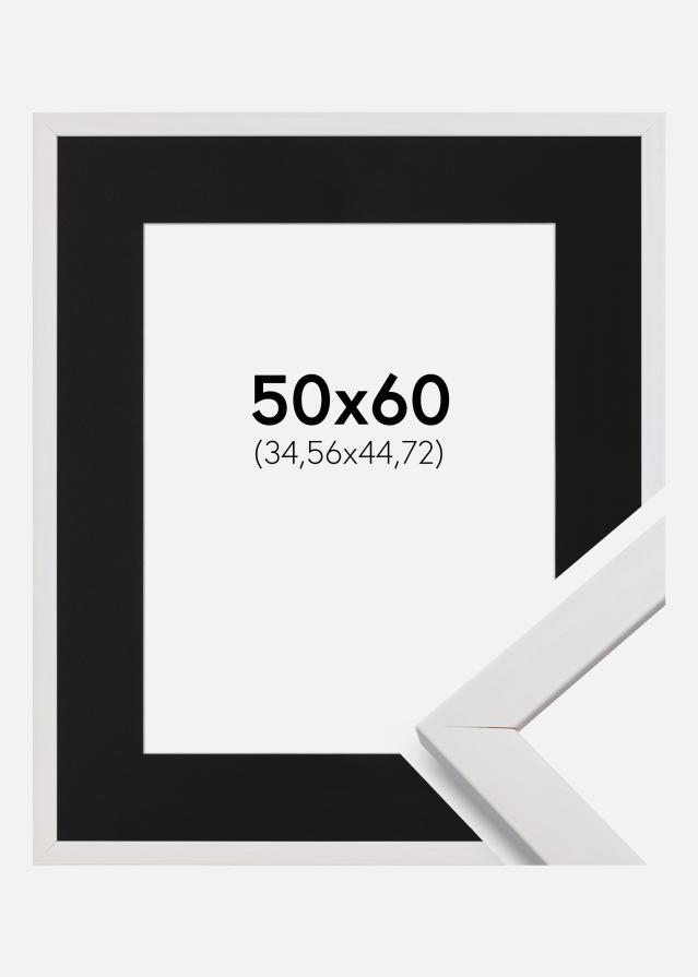 Ramme Stilren Hvid 50x60 cm - Passepartout Sort 14x18 inches