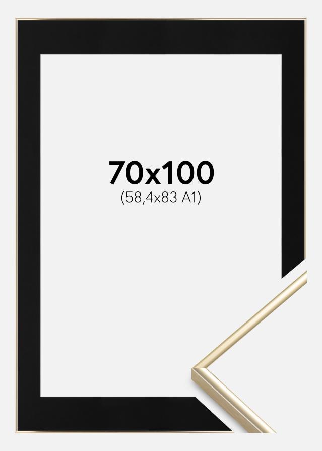 Ramme Visby Blank Guld 70x100 cm - Passepartout Sort 59,4x84 cm (A1)