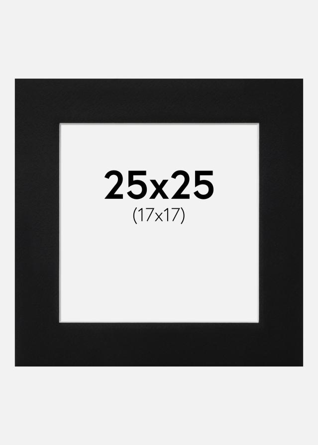 Passepartout Sort Standard (Hvid kerne) 25x25 cm (17x17)