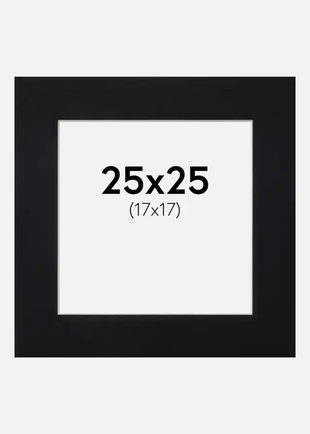 Passepartout Sort Standard (Hvid kerne) 25x25 cm (17x17)