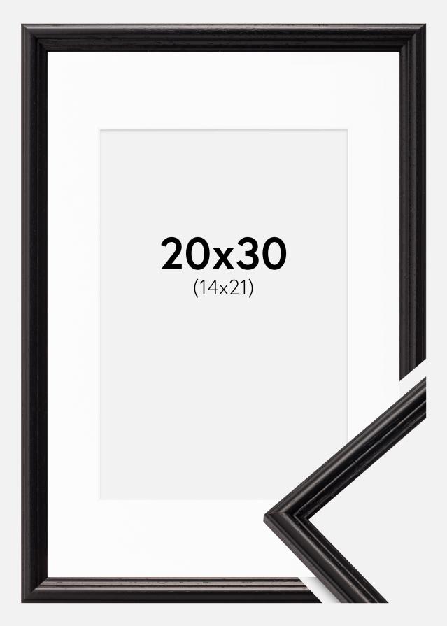 Ramme Horndal Sort 20x30 cm - Passepartout Hvid 15x22 cm