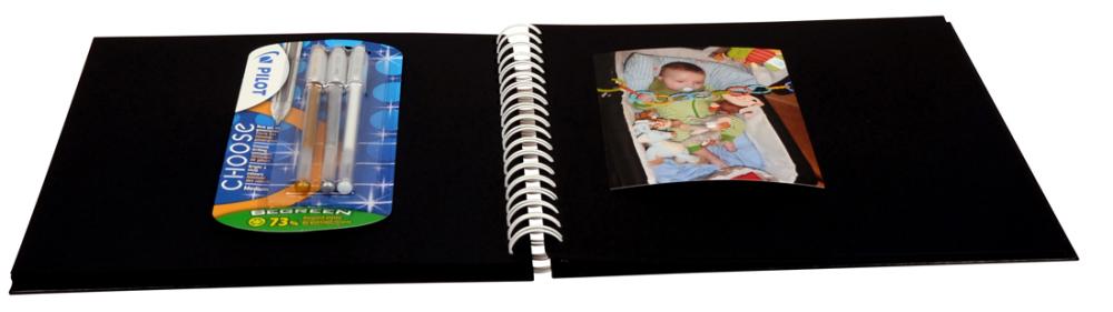 Kvadratisk Spiralfotoalbum Sort - 25x25 cm (80 Sorte sider / 40 blade)