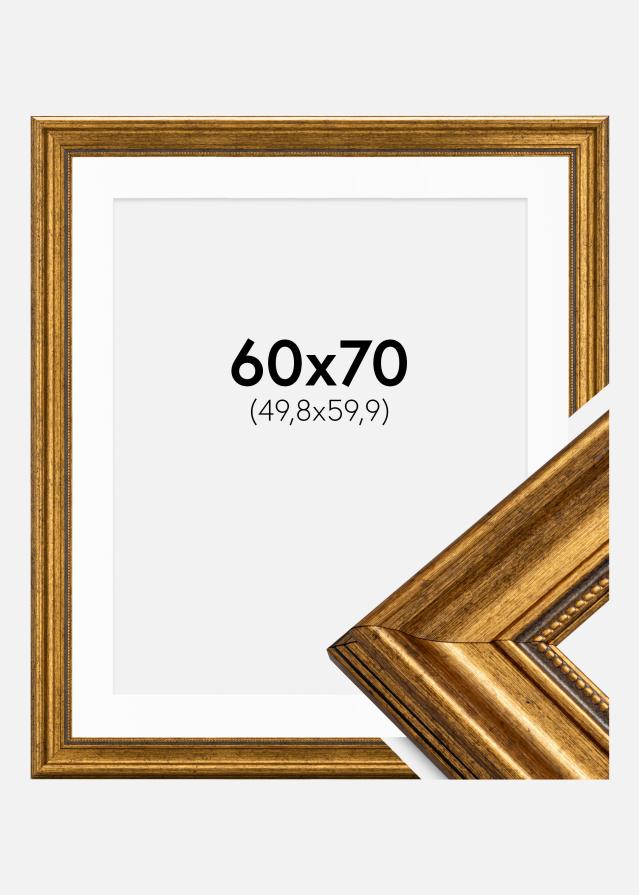 Ramme Rokoko Guld 60x70 cm - Passepartout Hvid 20x24 inches