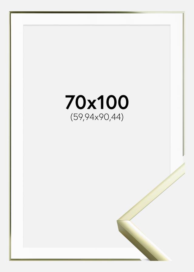 Ramme Poster Frame Aluminum Gold 70x100 cm - Passepartout Hvid 24x36 inches