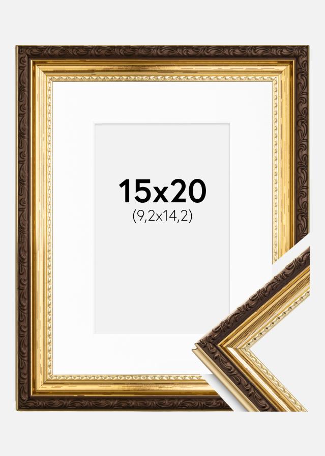 Ramme Abisko Guld 15x20 cm - Passepartout Hvid 4x6 inches (10,2x15,2 cm)