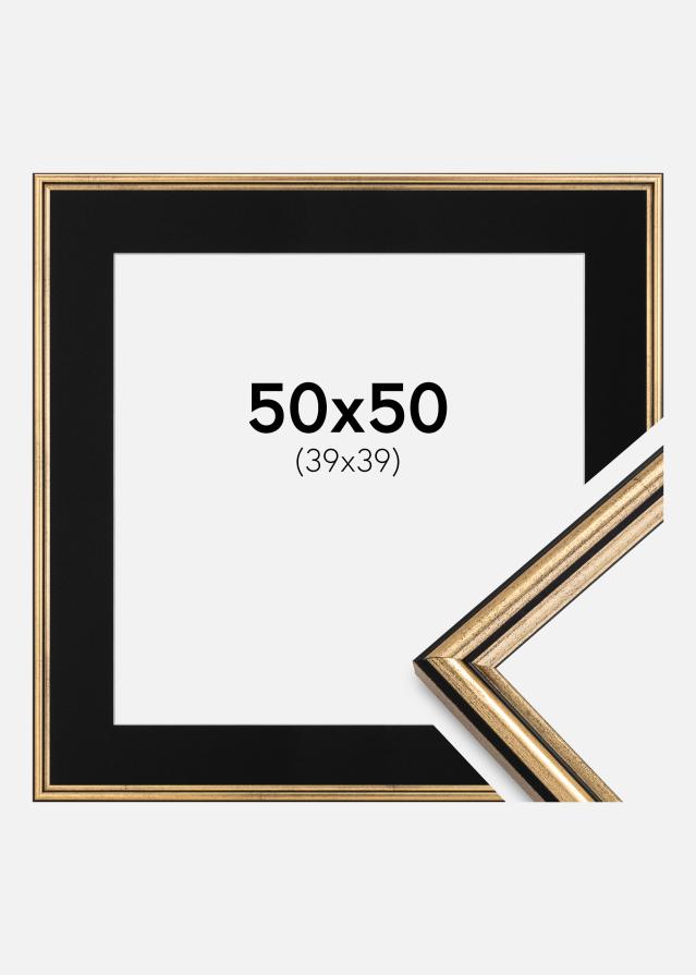 Ramme Horndal Guld 50x50 cm - Passepartout Sort 40x40 cm