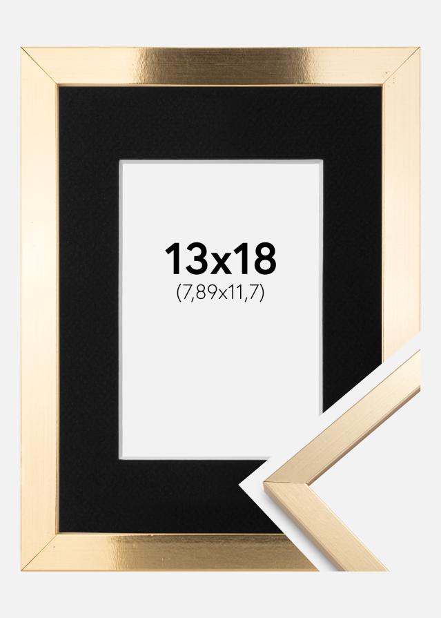 Ramme Trendy Guld 13x18 cm - Passepartout Sort 3,5x5 inches
