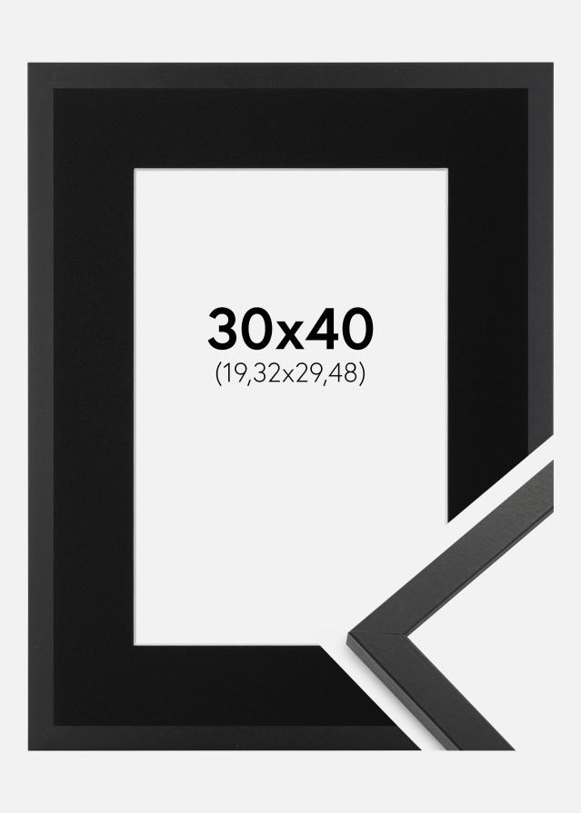 Ramme Trendy Sort 30x40 cm - Passepartout Sort 8x12 inches