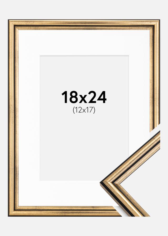 Ramme Horndal Guld 18x24 cm - Passepartout Hvid 13x18 cm